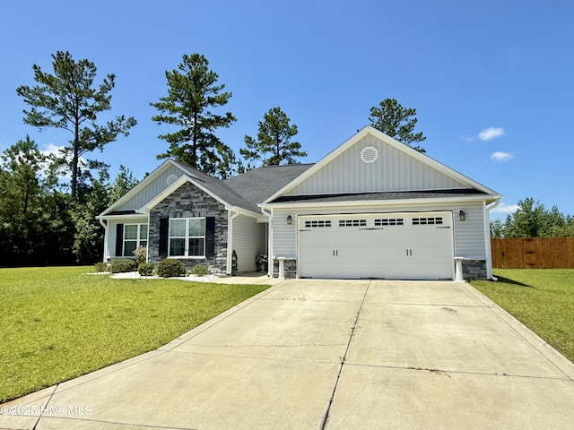 1021 Spot Cir, New Bern, NC 28562 - craftsman inspired home with stone siding, driveway, a garage, and board and batten siding