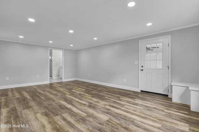 2971 Penderlea Hwy, Burgaw, NC 28425 - unfurnished room with ornamental molding, recessed lighting, and wood finished floors