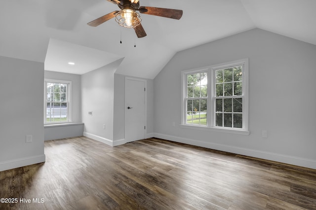 2971 Penderlea Hwy, Burgaw, NC 28425 - additional living space featuring vaulted ceiling, wood finished floors, and a ceiling fan