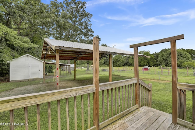 2971 Penderlea Hwy, Burgaw, NC 28425 - wooden deck featuring a storage shed