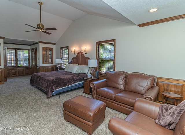 108 Perry Dr, Goldsboro, NC 27530 - carpeted bedroom featuring lofted ceiling and ceiling fan