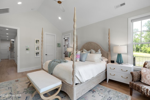 4139 Cobleskill Dr, Leland, NC 28451 - bedroom featuring light wood finished floors, recessed lighting, and high vaulted ceiling