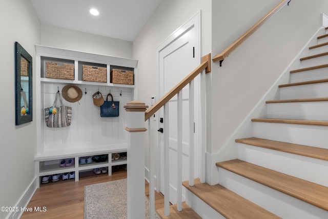 4139 Cobleskill Dr, Leland, NC 28451 - mudroom with wood finished floors and recessed lighting