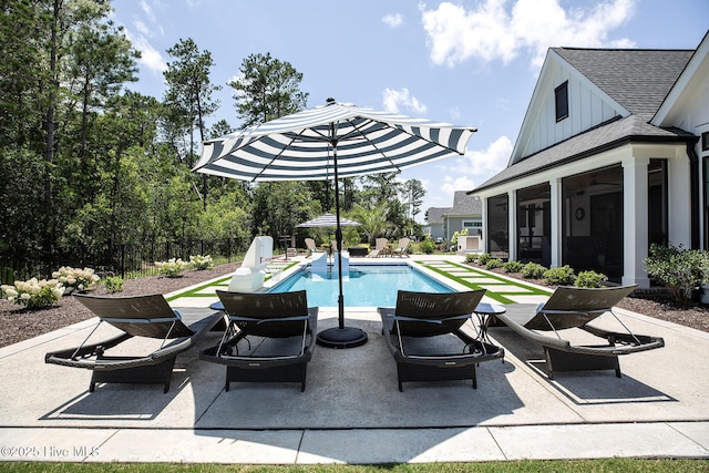 4139 Cobleskill Dr, Leland, NC 28451 - view of swimming pool featuring a patio and a sunroom