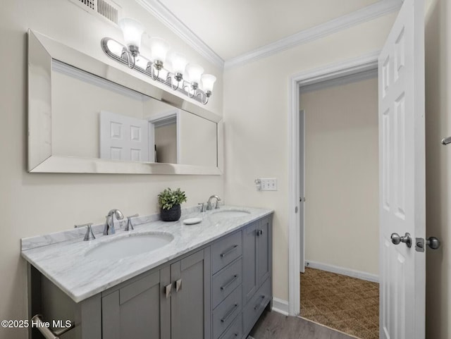 1896 New River Inlet Rd Unit 1310, North Topsail Beach, NC 28460 - bathroom featuring double vanity and crown molding