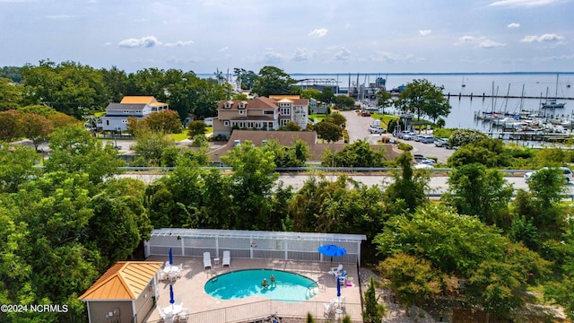 300 Midyette St Unit A15, Oriental, NC 28571 - drone / aerial view of a nearby body of water and a pool area