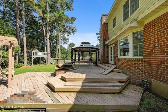 212 Evanswood Dr, Greenville, NC 27858 - wooden terrace featuring a gazebo