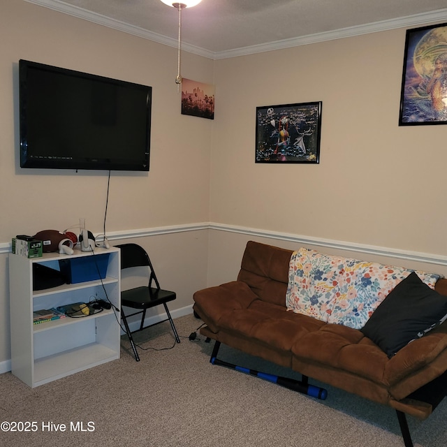 204 Tyree Rd, Kinston, NC 28504 - living room featuring carpet and crown molding