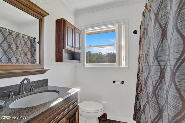 377 Louis Breeden Blvd, Hamlet, NC 28345 - full bath featuring crown molding, vanity, and a shower with curtain