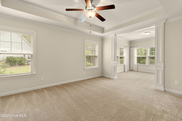 2955 Moorings Way SE, Southport, NC 28461 - spare room with a raised ceiling, ornamental molding, healthy amount of natural light, and light carpet