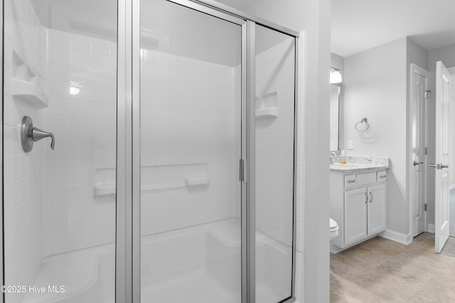 2955 Moorings Way SE, Southport, NC 28461 - bathroom featuring a shower stall and vanity