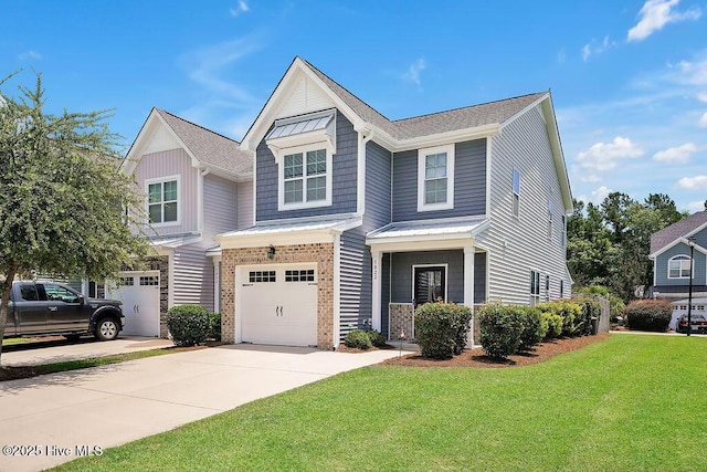 1022 Summer Woods Dr, Wilmington, NC 28412 - view of front of property with an attached garage, driveway, a front yard, and brick siding