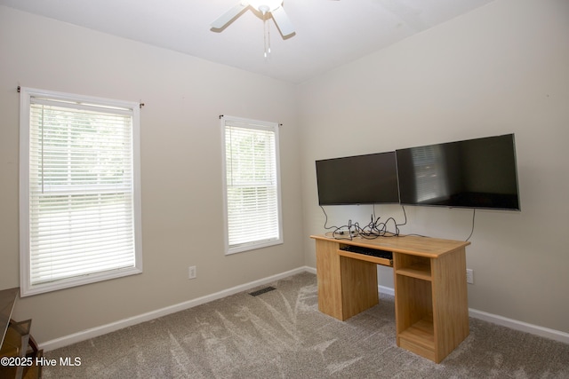 130 Pinecone Ct, Seven Lakes, NC 27376 - office area with carpet and ceiling fan
