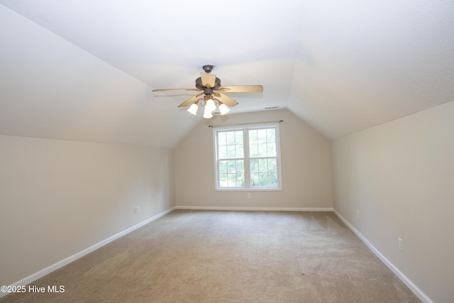 130 Pinecone Ct, Seven Lakes, NC 27376 - bonus room with lofted ceiling, ceiling fan, and light carpet