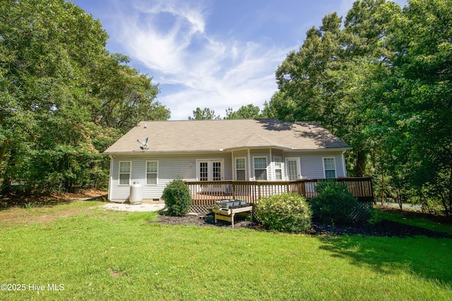 130 Pinecone Ct, Seven Lakes, NC 27376 - rear view of house with a deck, a yard, and crawl space