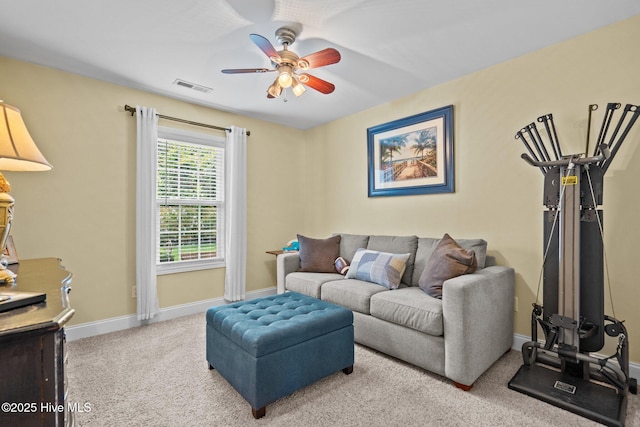 133 Graystone Rd, Wilmington, NC 28411 - carpeted living room with a ceiling fan and baseboards