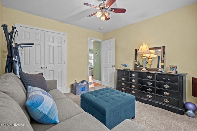 133 Graystone Rd, Wilmington, NC 28411 - carpeted living area featuring ceiling fan and baseboards