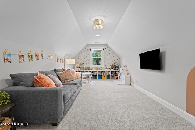 3 Glen Ross Dr, Pinehurst, NC 28374 - living area with vaulted ceiling and carpet flooring