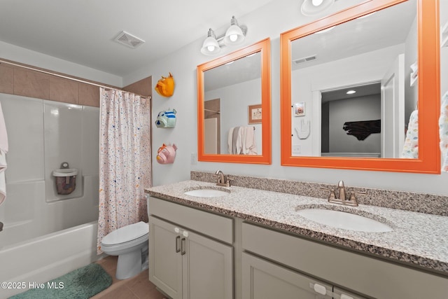 3 Glen Ross Dr, Pinehurst, NC 28374 - full bath with double vanity, shower / bath combo, and tile patterned floors