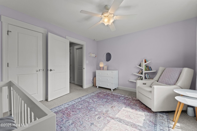 3 Glen Ross Dr, Pinehurst, NC 28374 - bedroom with light carpet, ceiling fan, and a nursery area