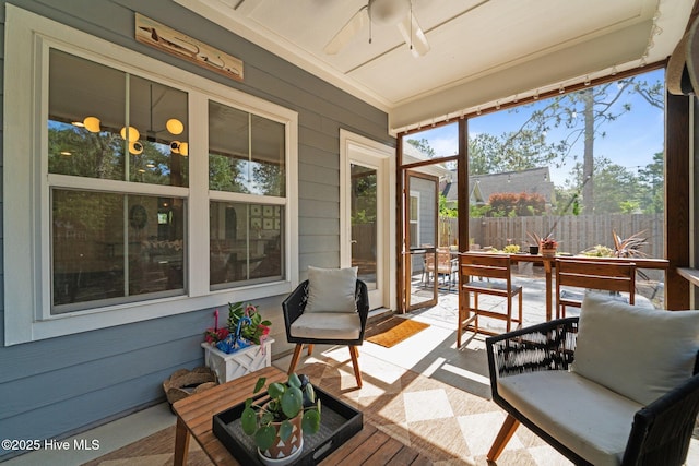 3 Glen Ross Dr, Pinehurst, NC 28374 - sunroom / solarium featuring ceiling fan, wood finished floors, and wooden walls