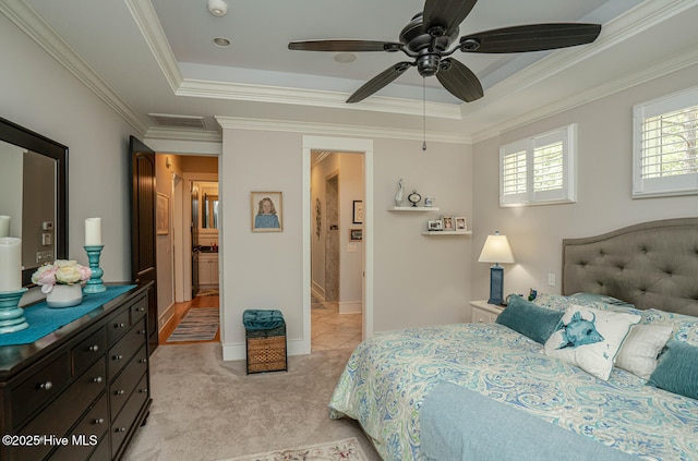 595 Wicklow Sq SW, Ocean Isle Beach, NC 28469 - bedroom with a raised ceiling, ornamental molding, and light carpet