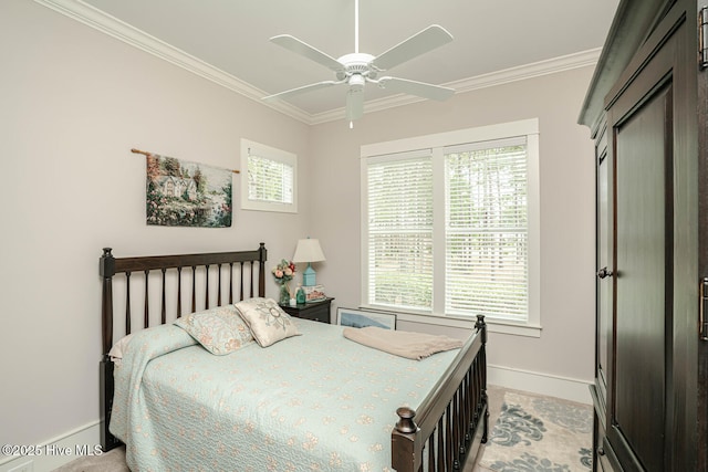 595 Wicklow Sq SW, Ocean Isle Beach, NC 28469 - bedroom featuring ornamental molding and a ceiling fan