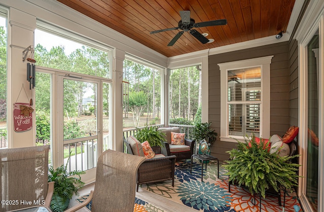 595 Wicklow Sq SW, Ocean Isle Beach, NC 28469 - sunroom with a ceiling fan, plenty of natural light, and outdoor lounge area