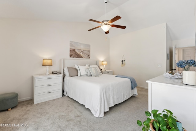 103 Coppers Trl, Wilmington, NC 28411 - bedroom featuring vaulted ceiling, light colored carpet, and a ceiling fan