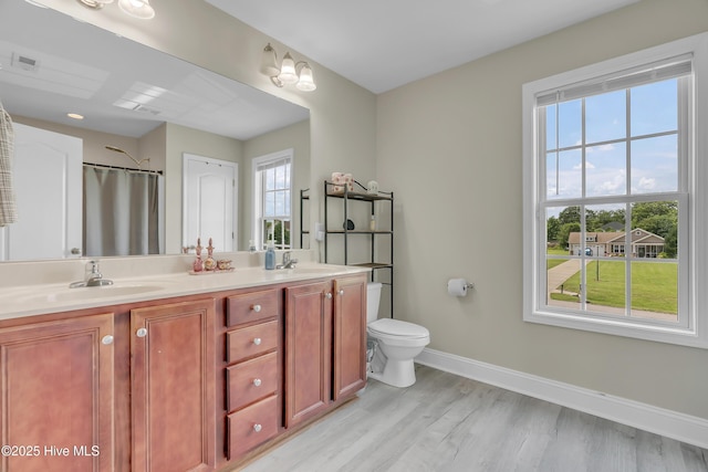 203 Mccain St, Beulaville, NC 28518 - bathroom with double vanity, wood finished floors, and curtained shower