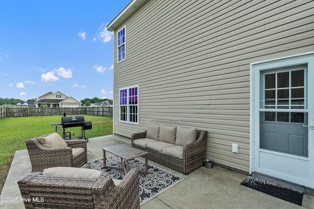 203 Mccain St, Beulaville, NC 28518 - fenced backyard featuring outdoor lounge area, grilling area, and a patio area