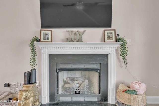 203 Mccain St, Beulaville, NC 28518 - detailed view of a fireplace and a ceiling fan