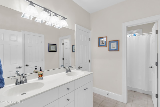 1514 Grandiflora Dr, Leland, NC 28451 - full bathroom featuring double vanity and tile patterned floors