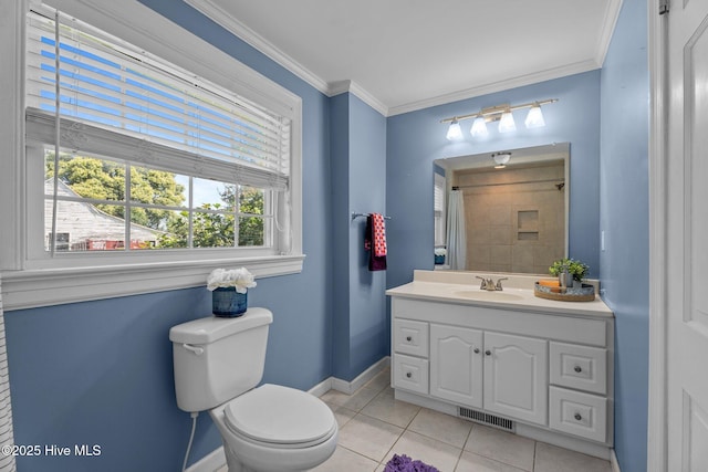 6074 NC-42 Hwy W, Macclesfield, NC 27852 - full bath with tile patterned flooring, vanity, crown molding, and a shower