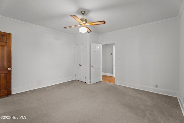 6074 NC-42 Hwy W, Macclesfield, NC 27852 - carpeted empty room with crown molding and a ceiling fan