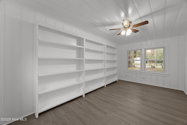 350 Hubert Blvd, Hubert, NC 28539 - unfurnished room with ceiling fan, wood finished floors, and built in shelves