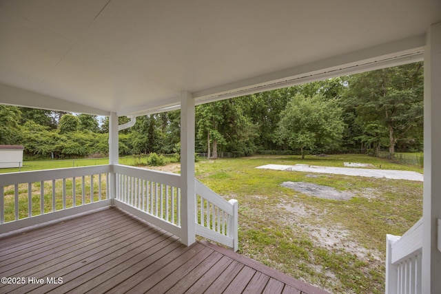 350 Hubert Blvd, Hubert, NC 28539 - wooden terrace featuring a yard and view of wooded area