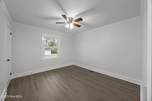 350 Hubert Blvd, Hubert, NC 28539 - spare room with a ceiling fan, dark wood-style floors, and crown molding