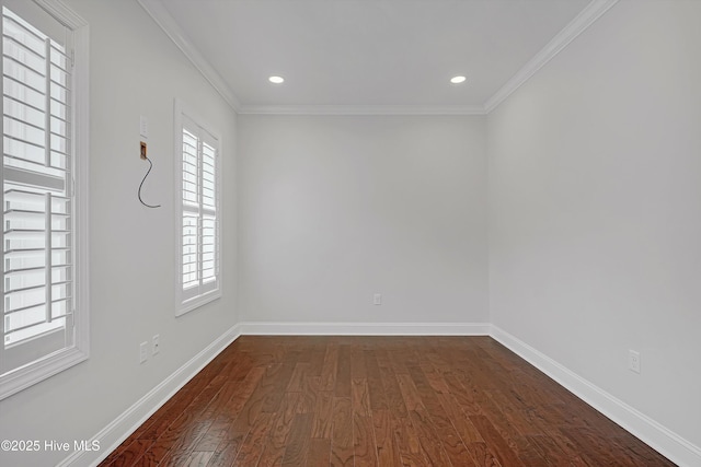 311 S Kingfisher Ln, Hampstead, NC 28443 - unfurnished room with dark wood-style floors, crown molding, and recessed lighting