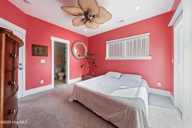 1602 Carolina Beach Ave N Unit 2, Carolina Beach, NC 28428 - carpeted bedroom featuring recessed lighting, ensuite bath, and a ceiling fan