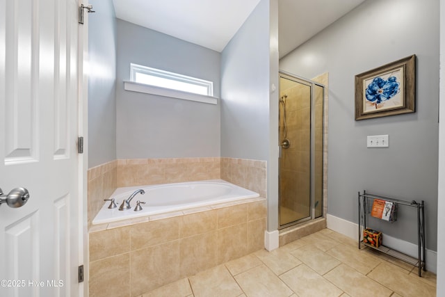1602 Carolina Beach Ave N Unit 2, Carolina Beach, NC 28428 - full bath with a garden tub, a shower stall, and tile patterned floors