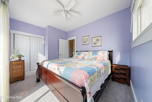 1602 Carolina Beach Ave N Unit 2, Carolina Beach, NC 28428 - carpeted bedroom featuring a closet and a ceiling fan