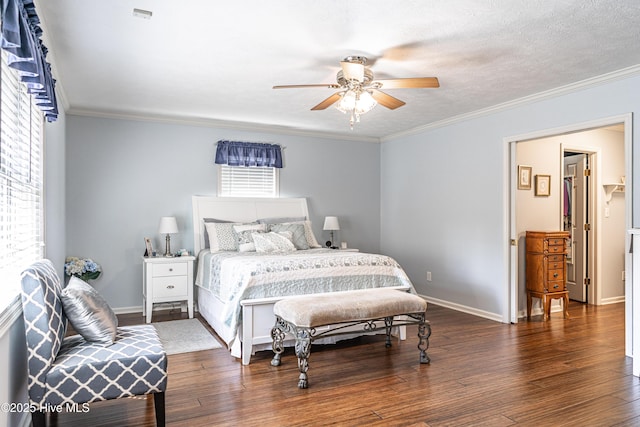 409 S Grace Chapel Church Rd, Hamlet, NC 28345 - bedroom with wood finished floors, crown molding, and a ceiling fan