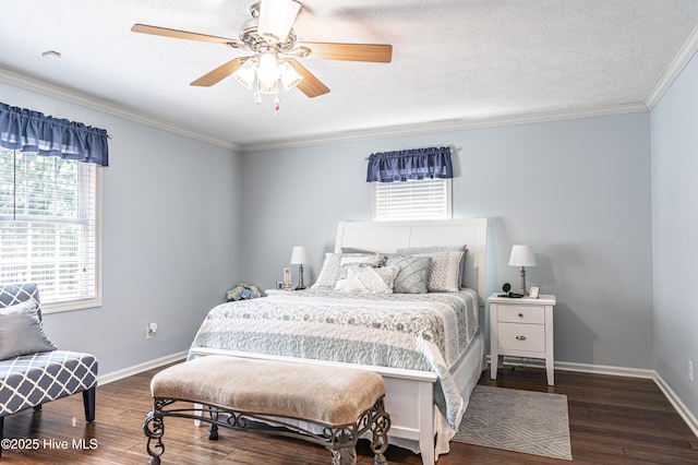 409 S Grace Chapel Church Rd, Hamlet, NC 28345 - bedroom with ornamental molding, dark wood-style flooring, and ceiling fan