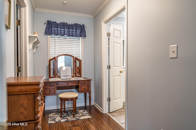 409 S Grace Chapel Church Rd, Hamlet, NC 28345 - office area with wood finished floors and ornamental molding