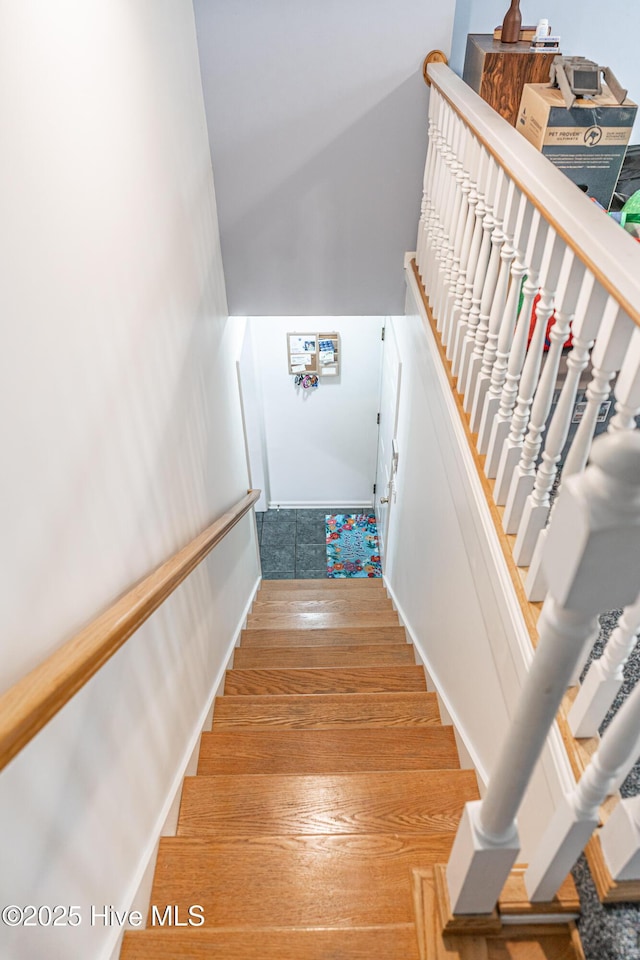409 S Grace Chapel Church Rd, Hamlet, NC 28345 - stairs featuring wood finished floors