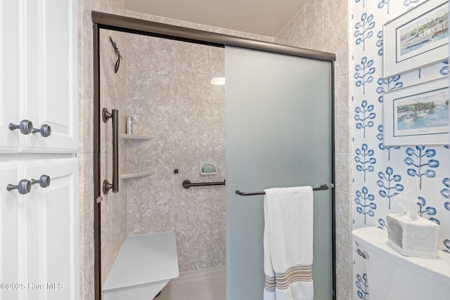 111 Mcginnis Dr, Pine Knoll Shores, NC 28512 - bathroom with a shower stall