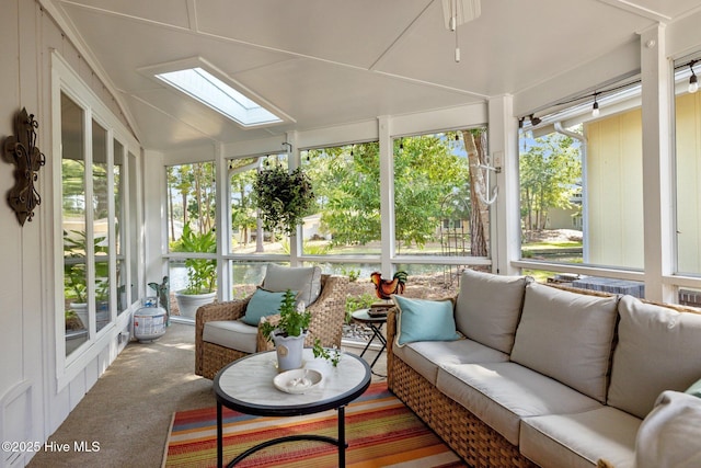 111 Mcginnis Dr, Pine Knoll Shores, NC 28512 - sunroom with outdoor lounge area, a skylight, and healthy amount of natural light