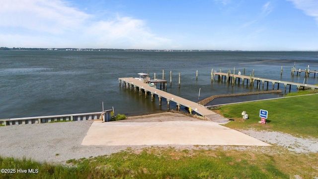 111 Mcginnis Dr, Pine Knoll Shores, NC 28512 - dock area with a boat ramp and a water view