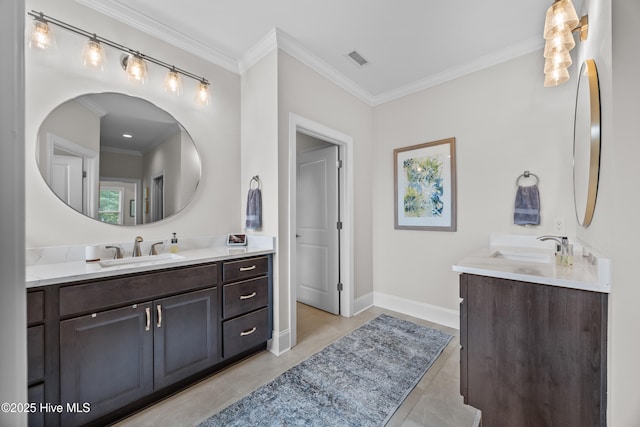 3478 Belle Meade Way NE, Leland, NC 28451 - full bath featuring two vanities and crown molding